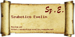 Szubotics Evelin névjegykártya